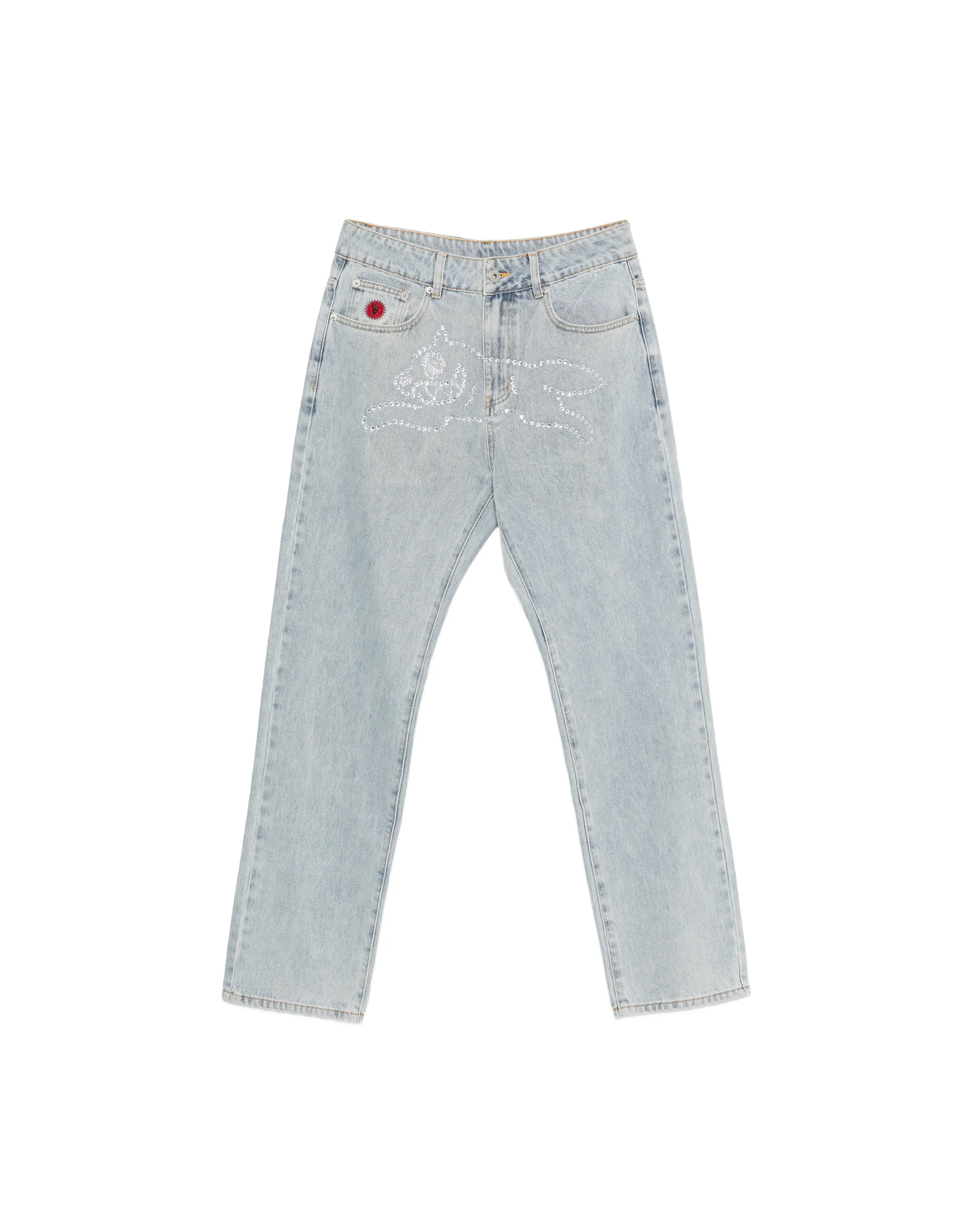 CRYSTAL RUNNING DOG DENIM PANTS