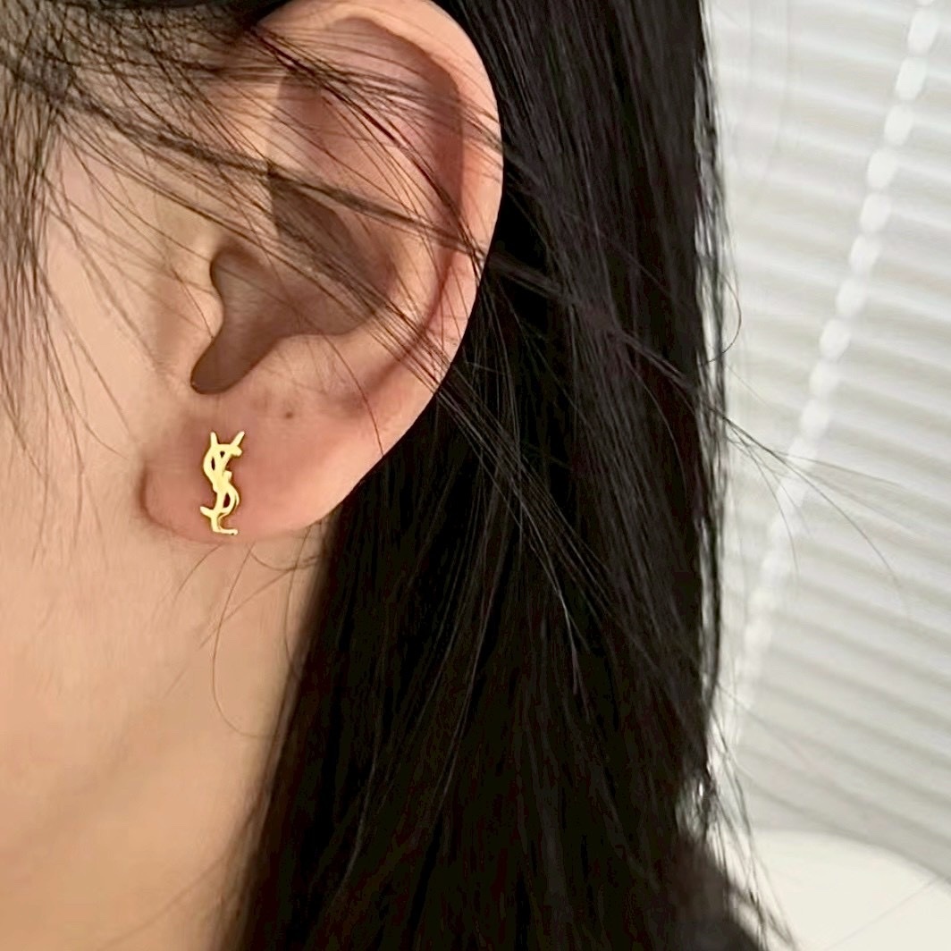 18k YS”經典1cm單字母高奢定製耳釘