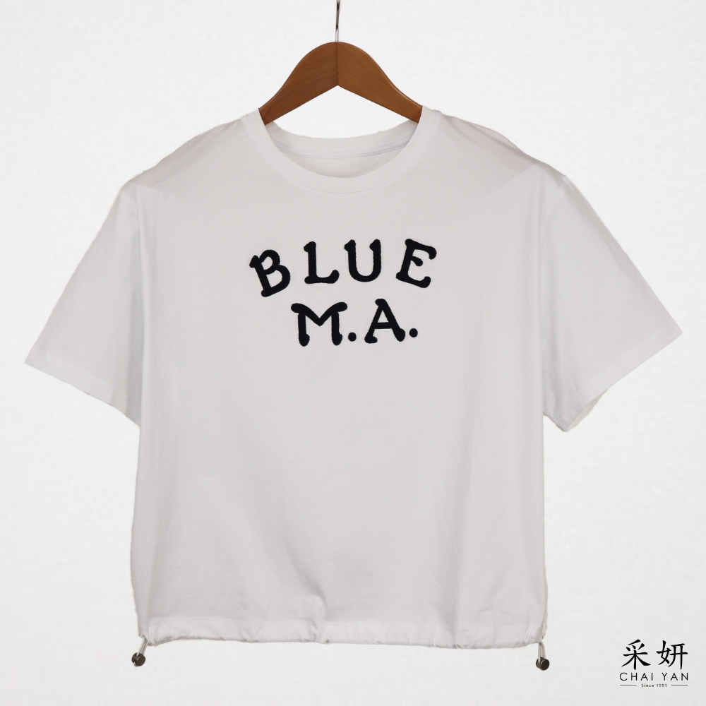 字母刺繡拉繩短袖上衣