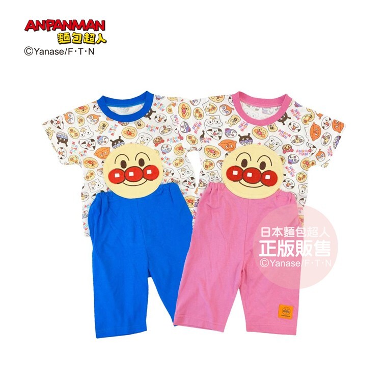 麵包超人 大臉肚肚短袖睡衣-粉紅、藍色 (80、90、100cm)