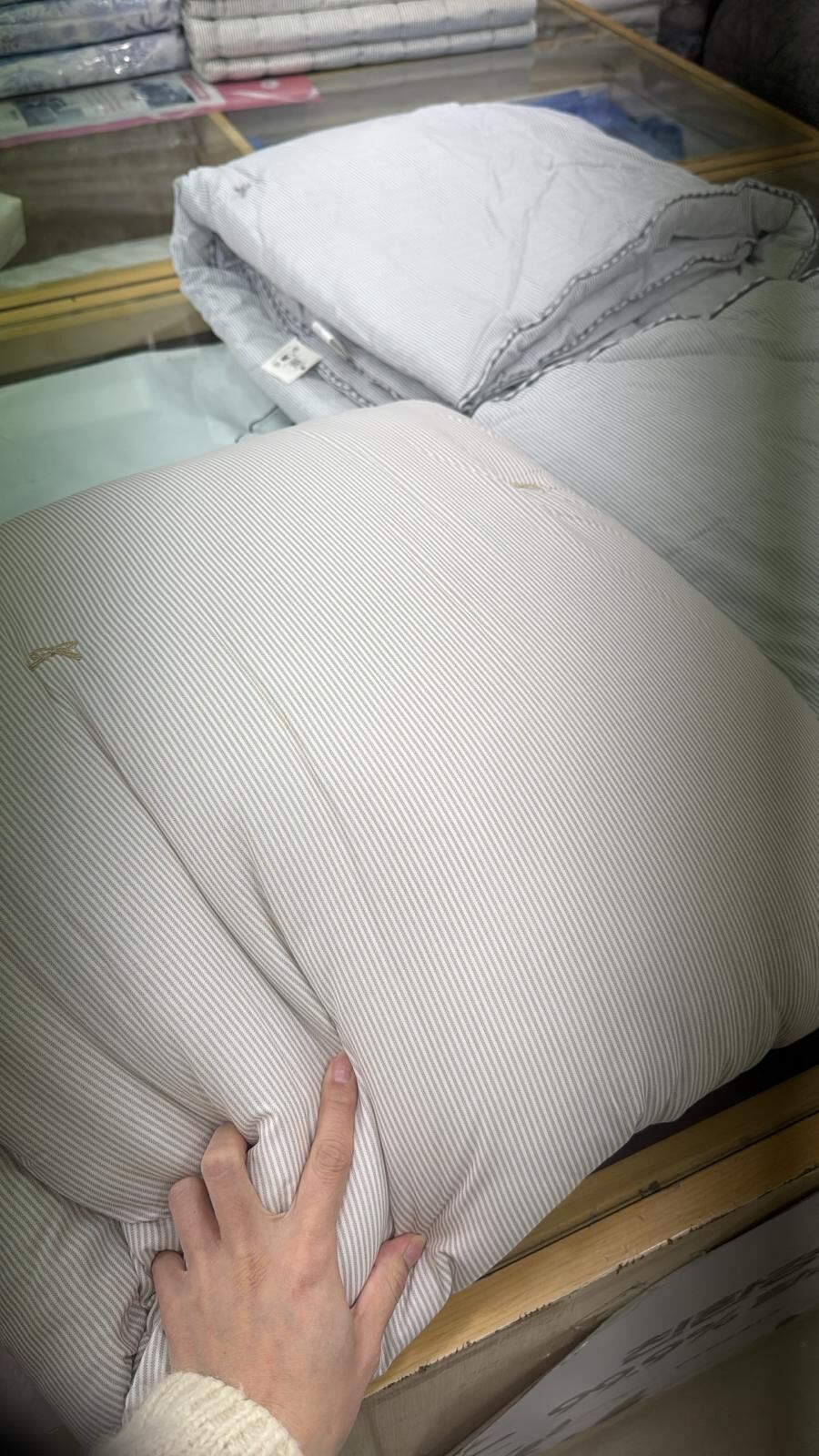 [韓國棉被] 天絲莫代爾・栗米棉填充｜蝴蝶結刺繡間條 四季被 2色（關鍵字：GJ49）