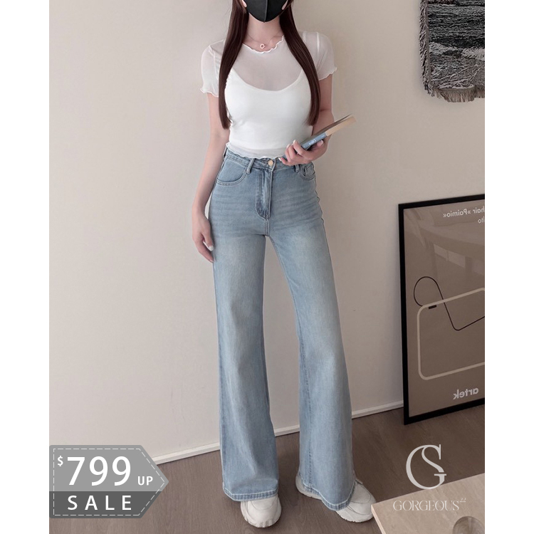 G5853 「+5cm蜜桃長腿牛仔彈力褲」