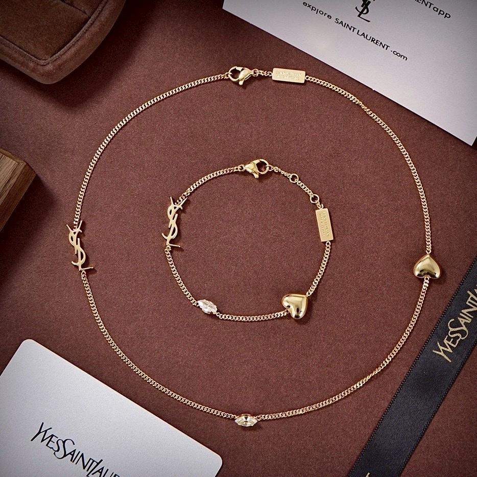 18k’YS桃心聖羅蘭鑽’字母高奢定製細項鍊