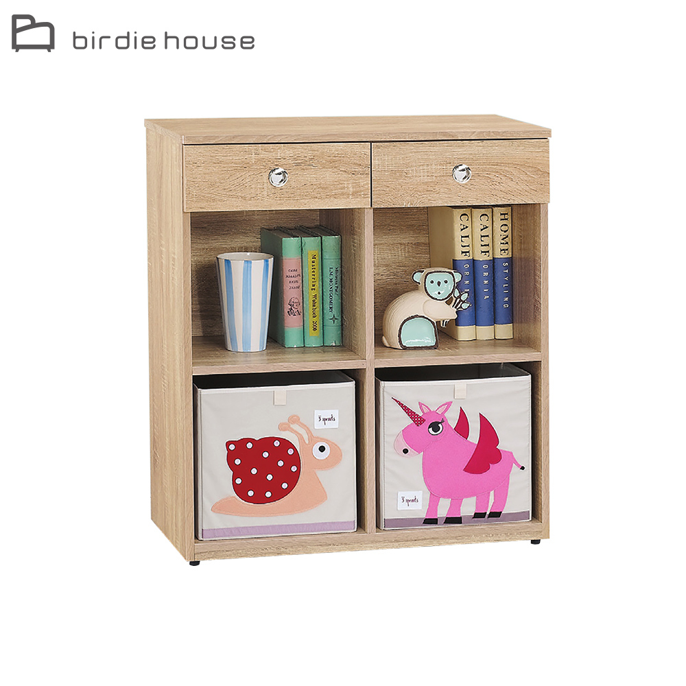 柏蒂家居-卡蒂姆2.7尺二抽四格開放式收納置物櫃(不含裝飾收納箱)