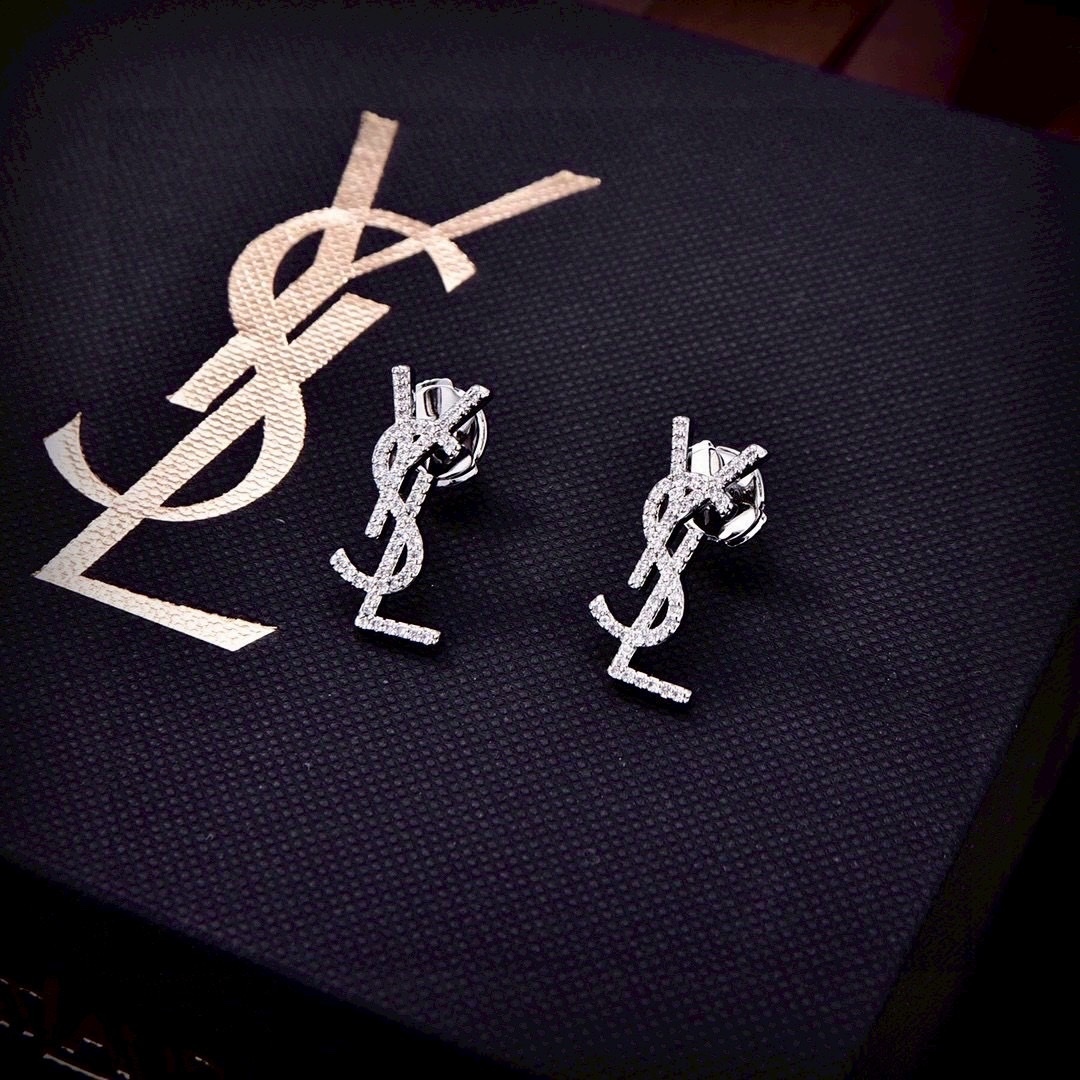 18k YS”經典滿鑽/單字母高奢定製耳釘