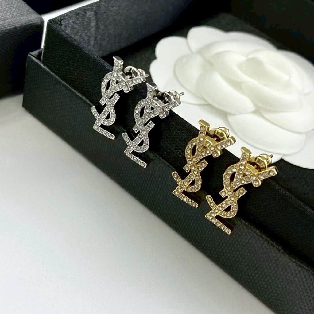 18k YS”經典滿鑽/單字母高奢定製耳釘