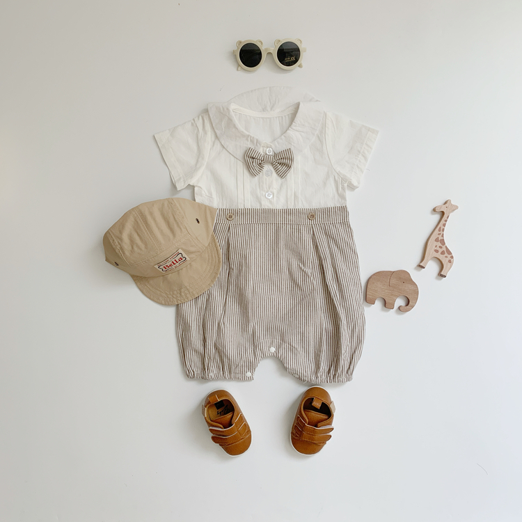 領結條紋包屁衣