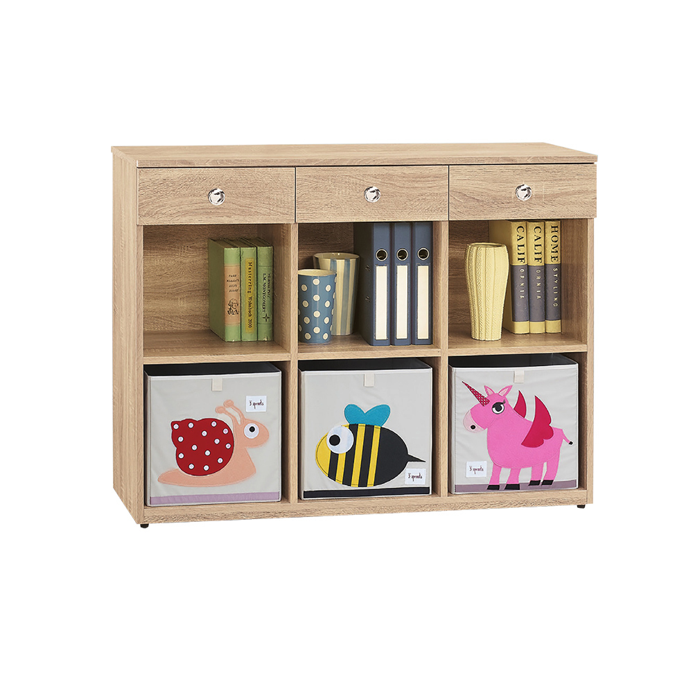 柏蒂家居-卡蒂姆4尺三抽六格開放式收納置物櫃(不含裝飾收納箱)