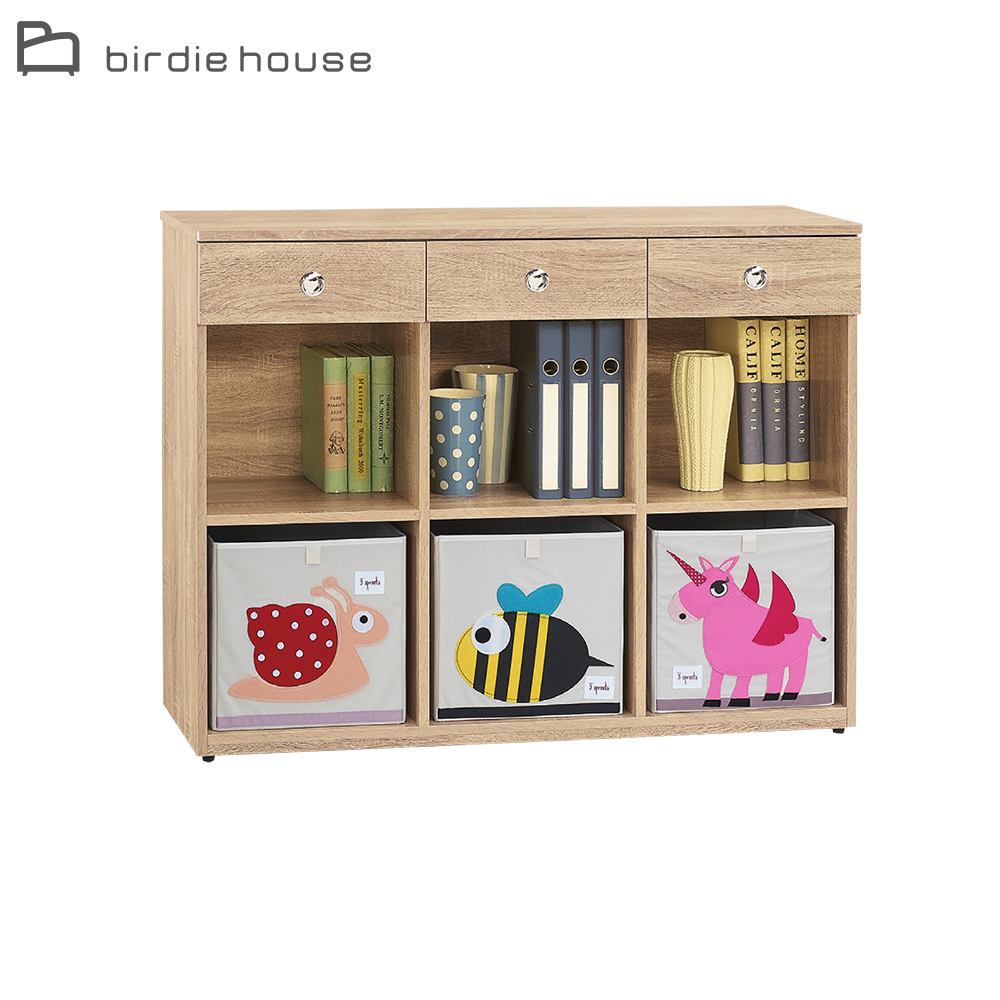 柏蒂家居-卡蒂姆4尺三抽六格開放式收納置物櫃(不含裝飾收納箱)