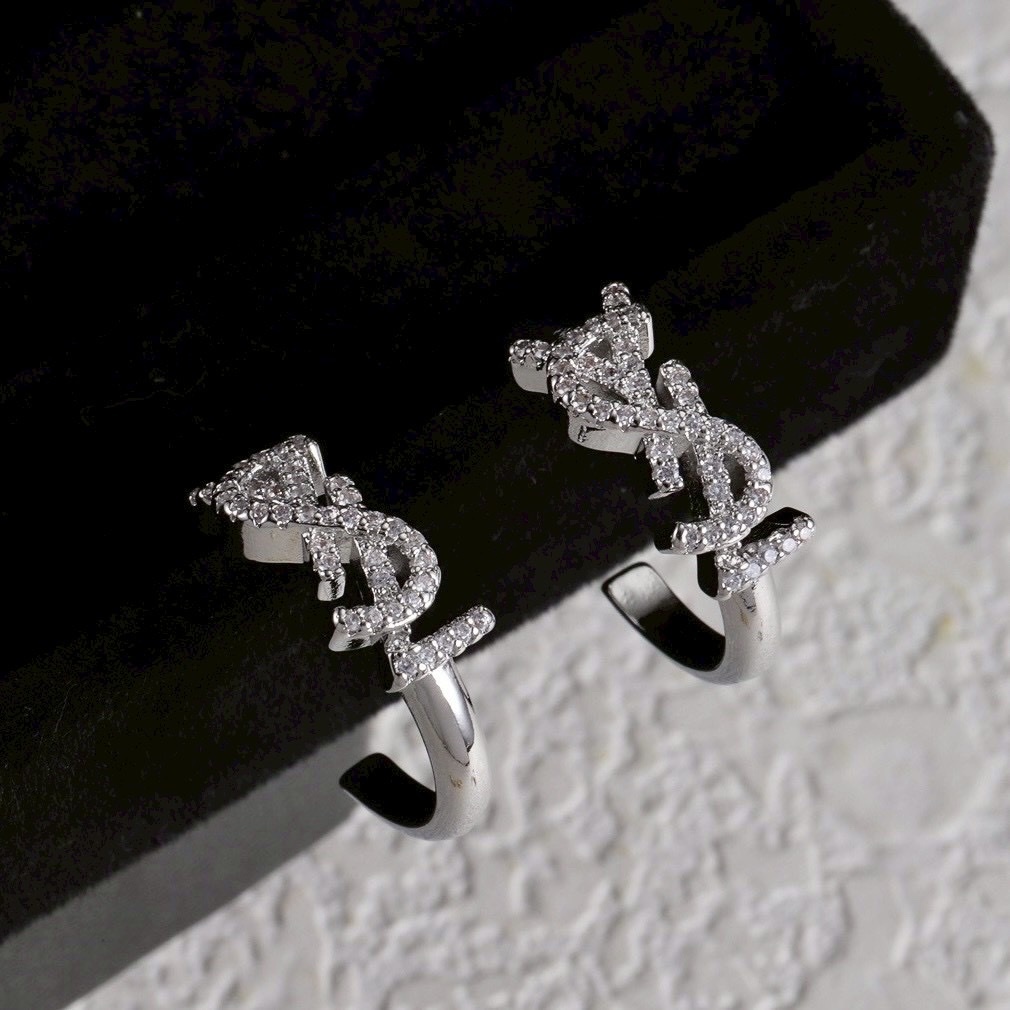 18k YS”經典滿鑽單字母高奢定製耳圈釘