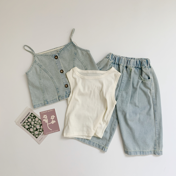 韓系三件式牛仔套裝