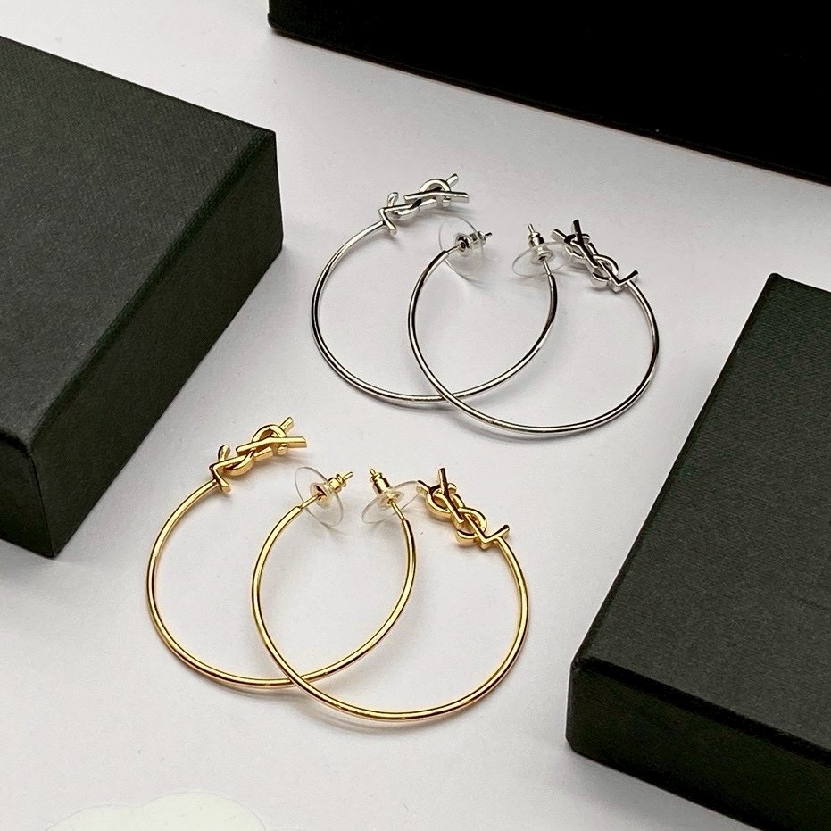 18k YS”時髦小字母細大耳圈/高奢定製款