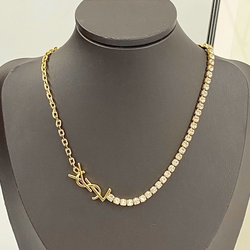 18k’YS半鑽聖羅蘭鑽’字母高奢定製項鍊