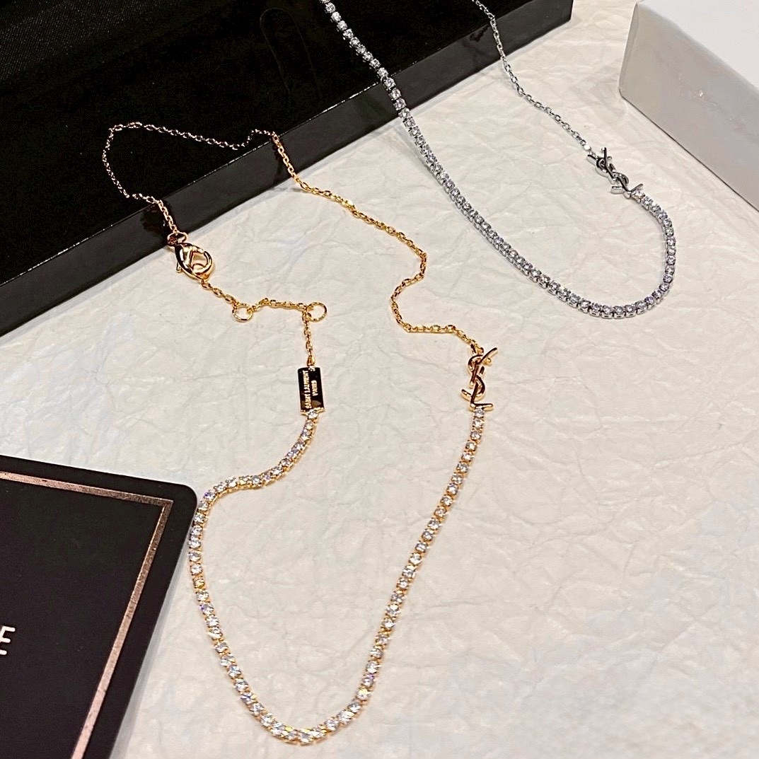 18k’YS半鑽聖羅蘭鑽’字母高奢定製項鍊
