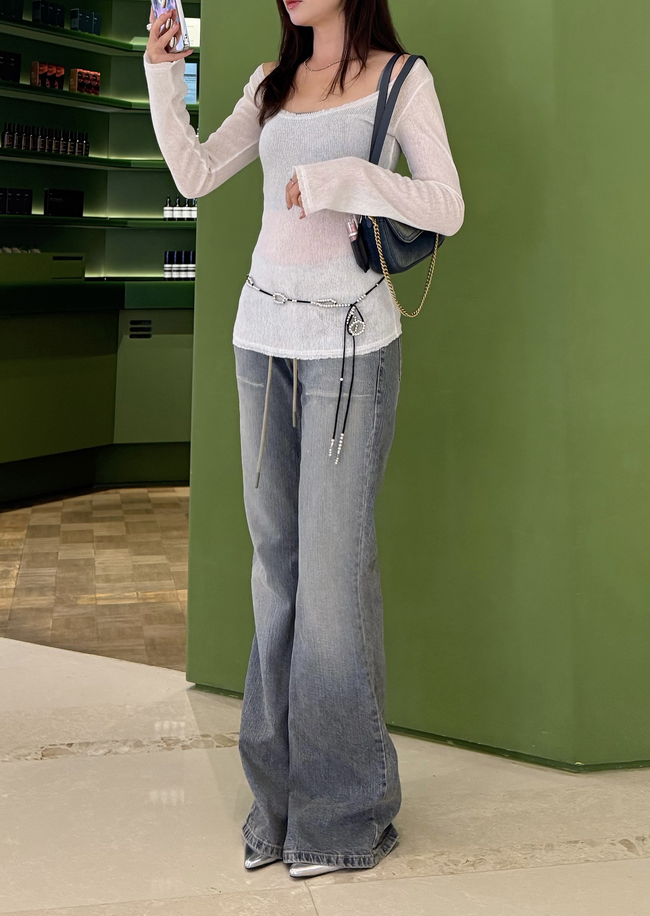 (訂購)長腿姐姐橡筋腰喇叭褲 P260301(S/M/L)