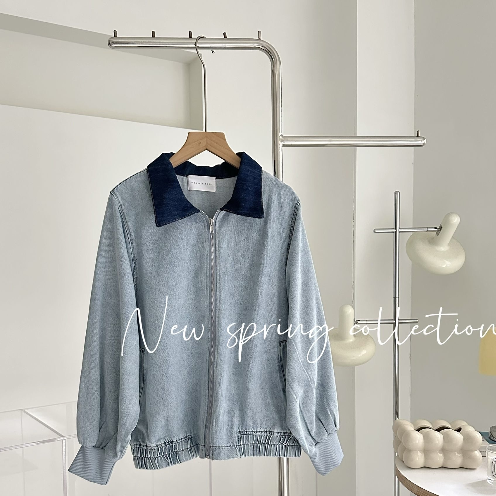 【BONNIE】反領牛仔拉鏈外套 (A29)