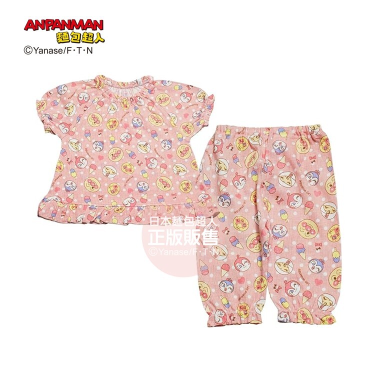 麵包超人 女孩冰品短袖花苞睡衣-粉紅、天空藍 (80、90、100cm)