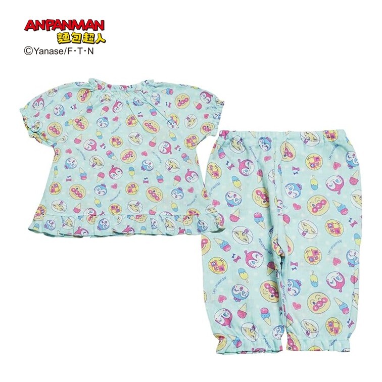 麵包超人 女孩冰品短袖花苞睡衣-粉紅、天空藍 (80、90、100cm)