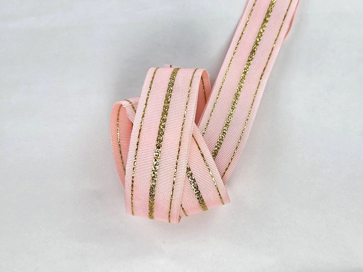 玫瑰粉_金色直紋_DIY拉花帶_30mm_絕版Outlet