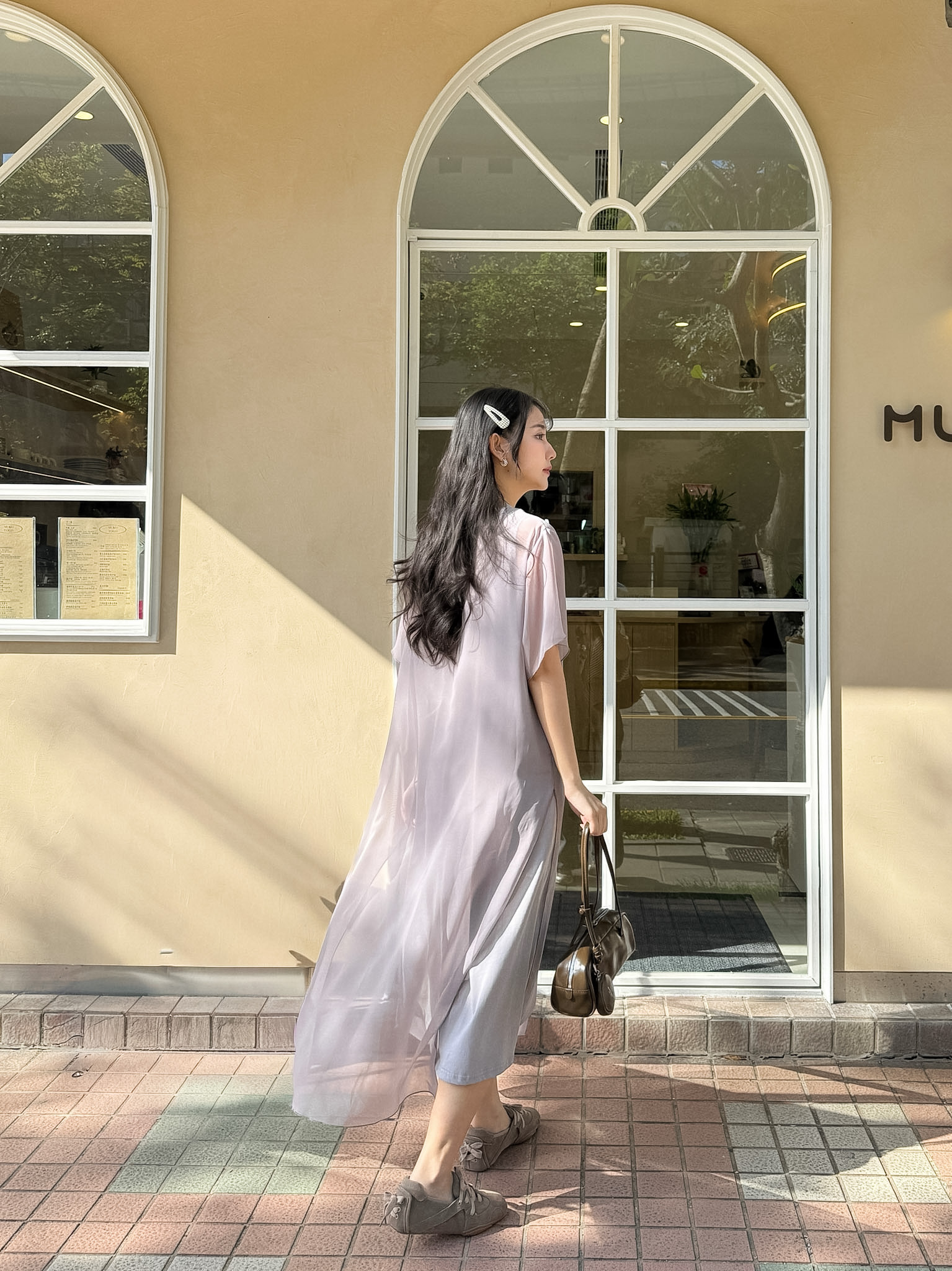 may5124夏日晚風 質感超細柔透膚雪紡紗雙層懶人長洋 （自留推薦）