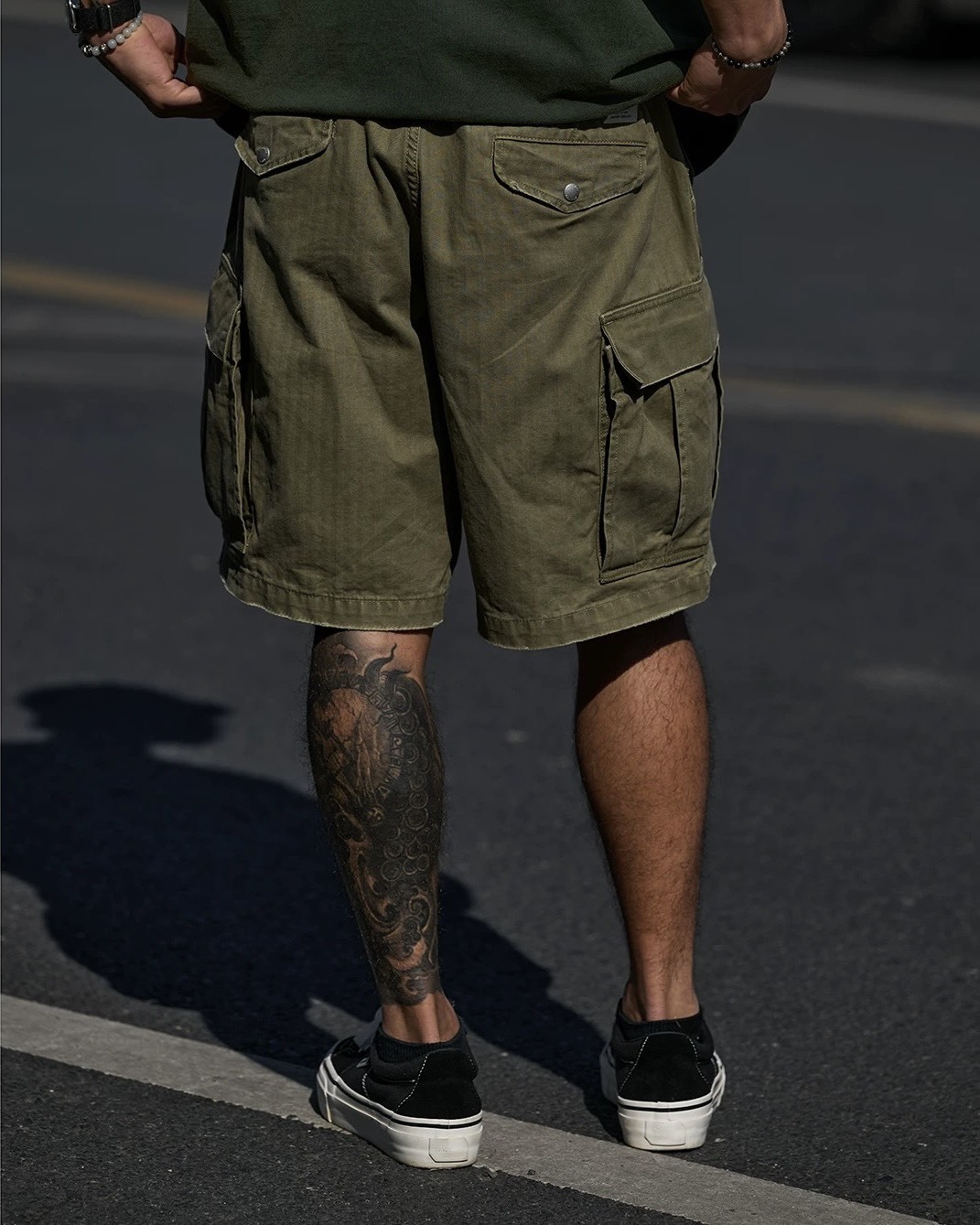 #預購 Broshood 26SS 日系寬鬆 復古水洗 人字紋面料 休閒工裝軍短褲 五分褲 三色