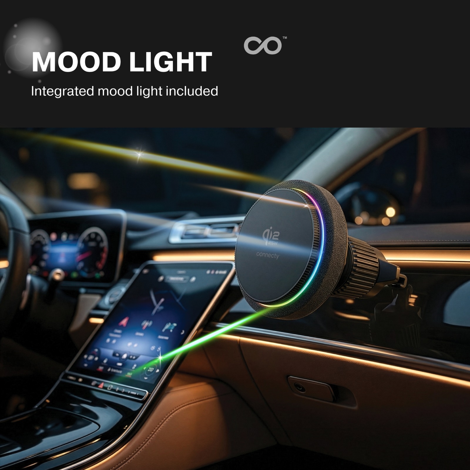 Connecty MagChill 25W Qi2.2 Auto-Cooling Magnetic Car Charging Mount CM125D