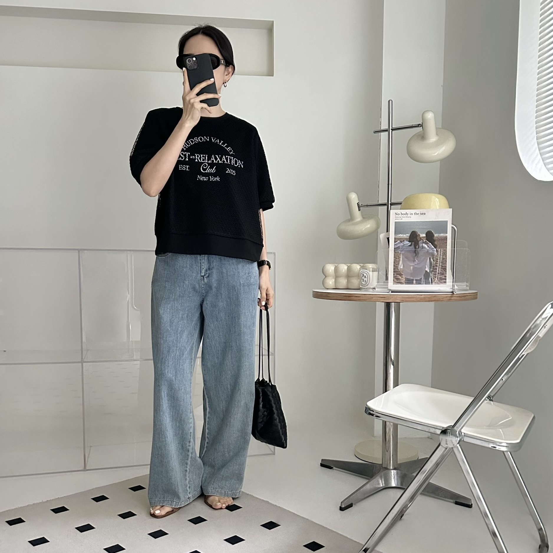 【BONNIE】網面印英文字短袖TOP