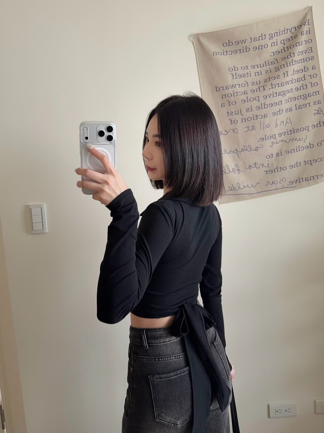 綁帶翻領長袖BRATOP