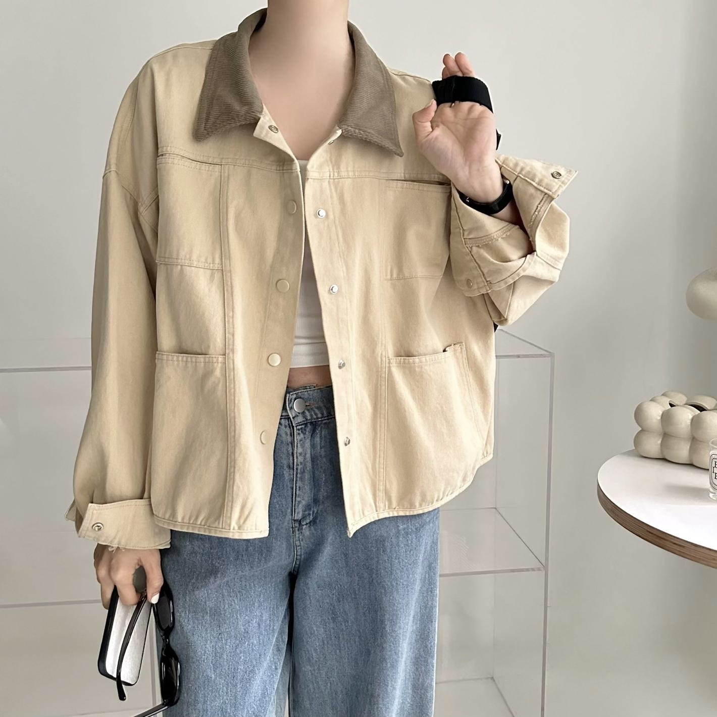 【BONNIE】反領啪鈕斜布外套 (A46-A48)