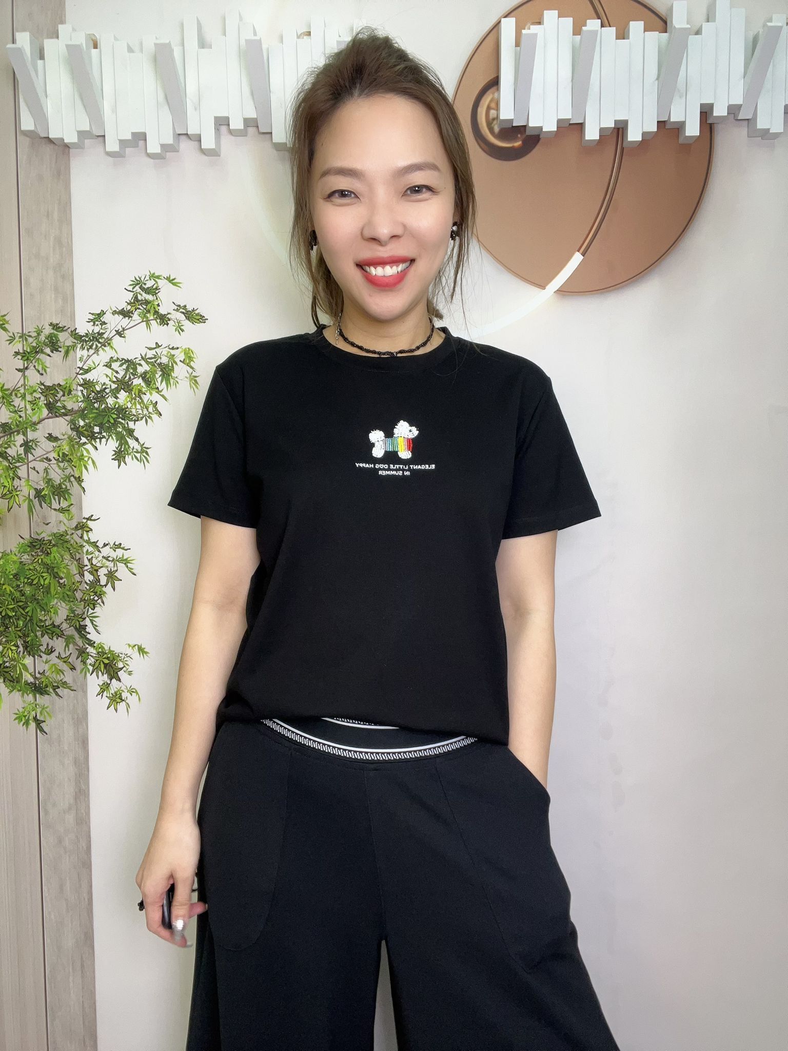 Mar 立體狗圖案 top