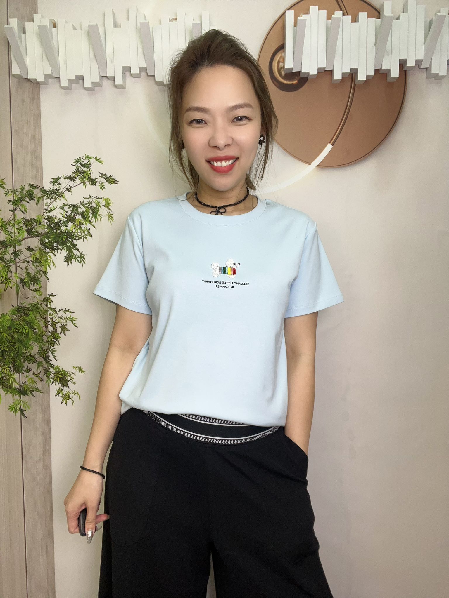 Mar 立體狗圖案 top