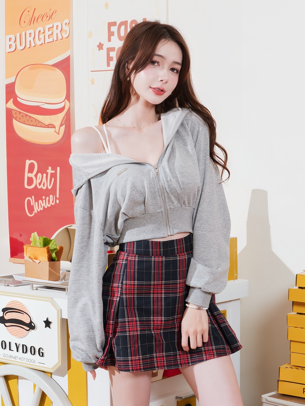 🤍連帽外套＋美背小可愛兩件式（灰色均碼）