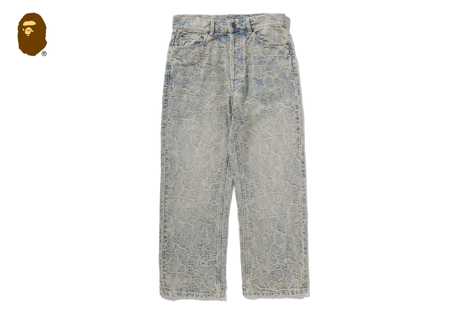 【BAPE男生】0320 發售 寬版LINE CAMO JACQUARD RELAXED FIT DENIM PANTS