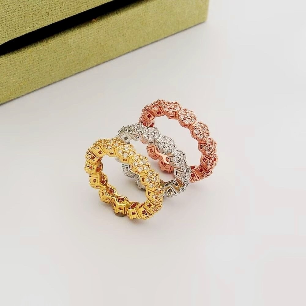 18k va”滿鑽小花一體式圓珠高奢定製戒指