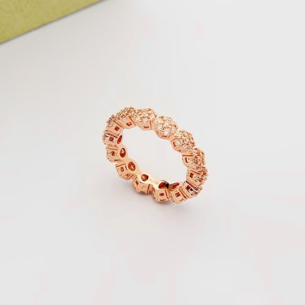 18k va”滿鑽小花一體式圓珠高奢定製戒指