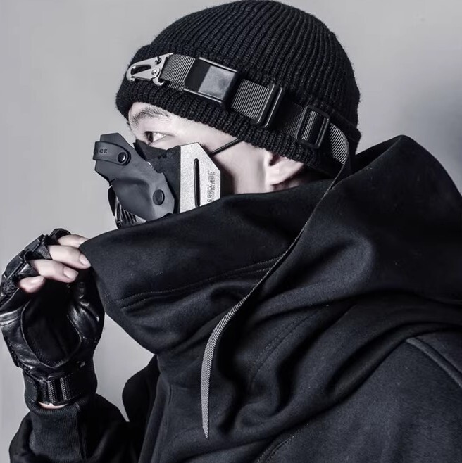 𝙏𝙀𝘾𝙃𝙒𝙀𝘼𝙍 賽博龐克戰術金屬織帶針織帽