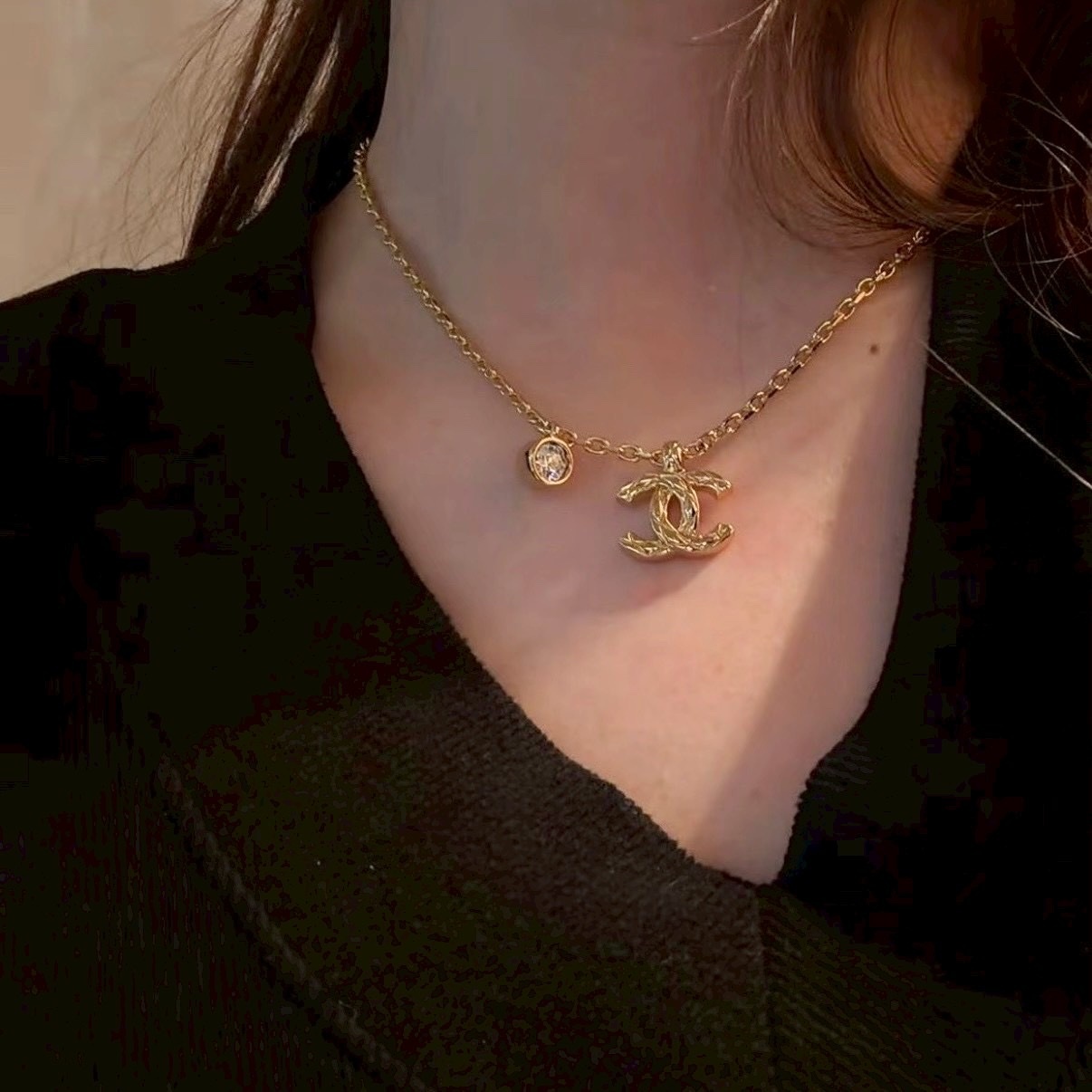 18k 香奶奶26p”金菱格雙c圓鑽項鍊/耳墜系列