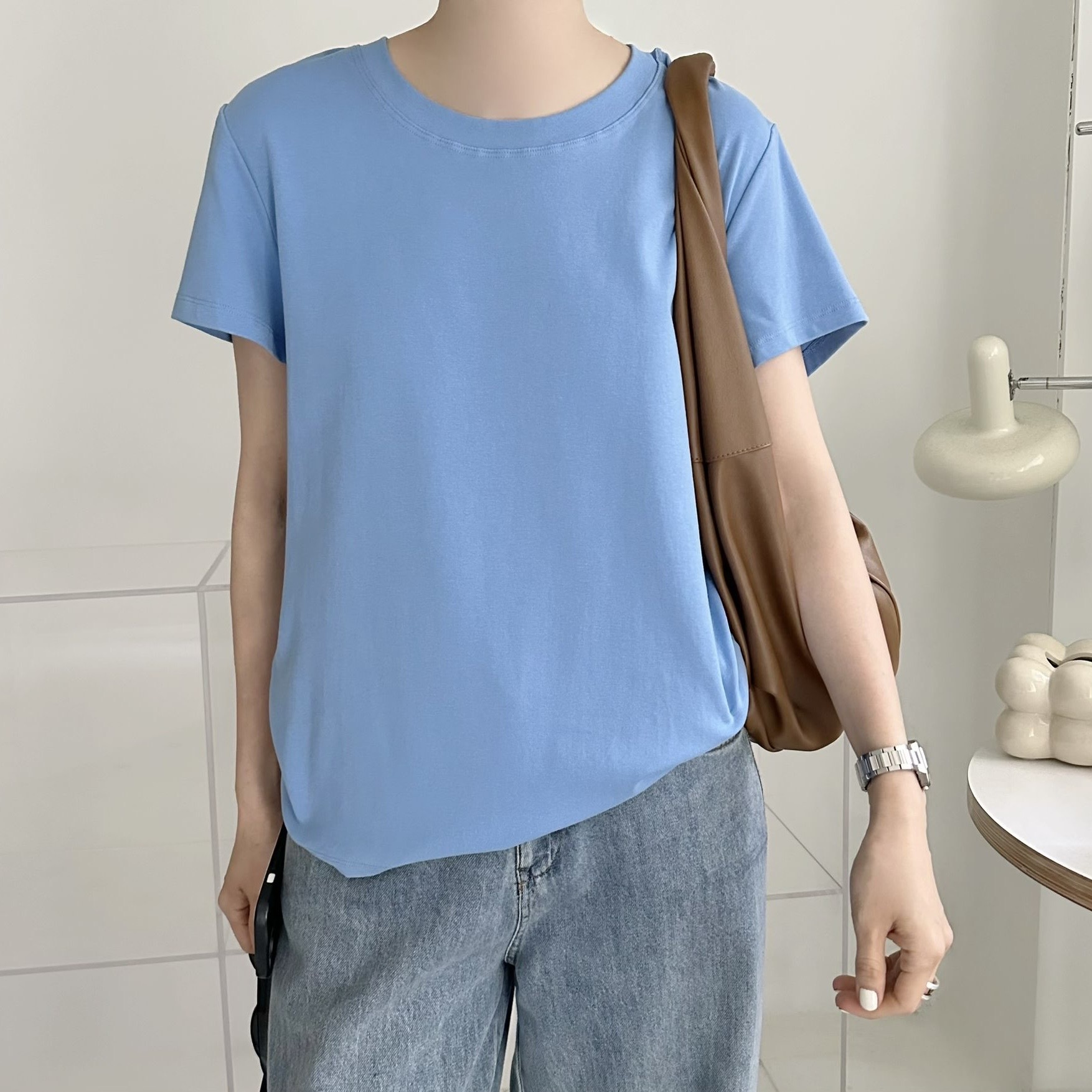 【BONNIE】淨色百搭短袖TOP - 8色選擇 (A52-A59)