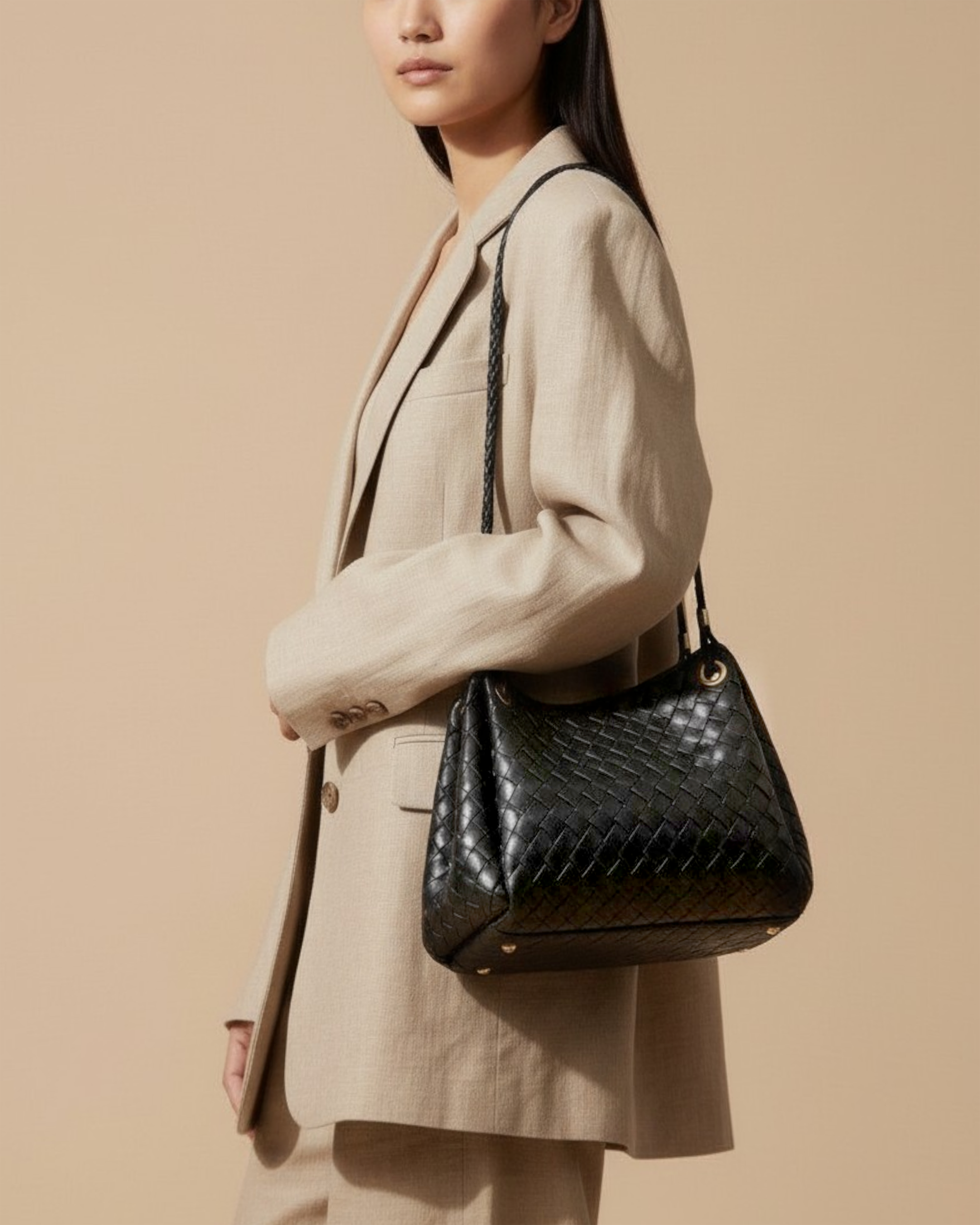 Linea 編織波士頓包 黑色