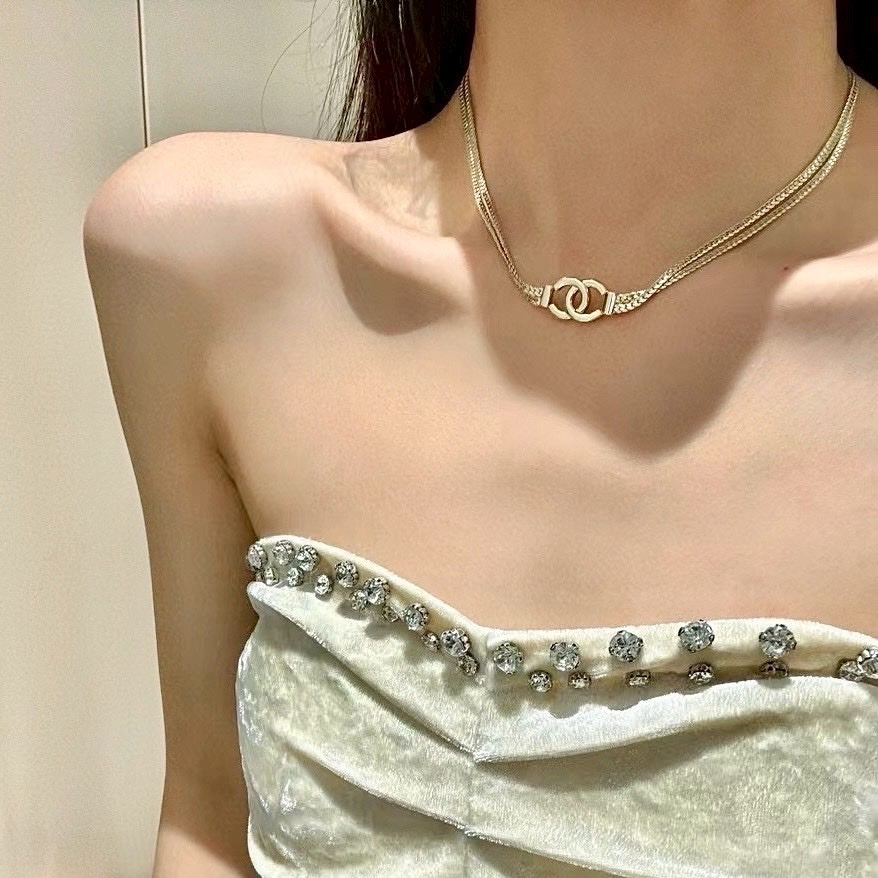 18k 香奶奶24b”雙層蛇骨choker高奢定製項鍊