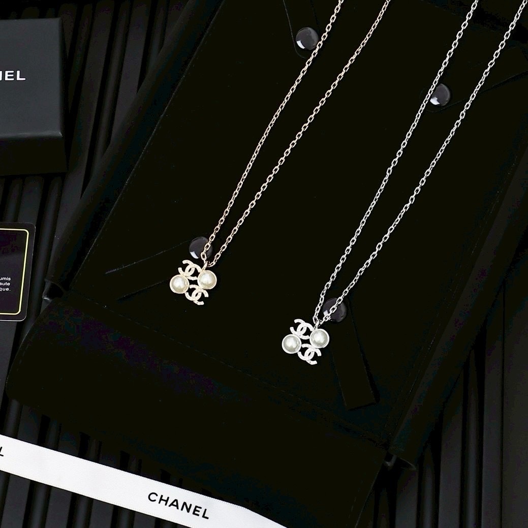 18k 香奶奶25s珍珠方塊滿鑽雙c高奢定製項鍊