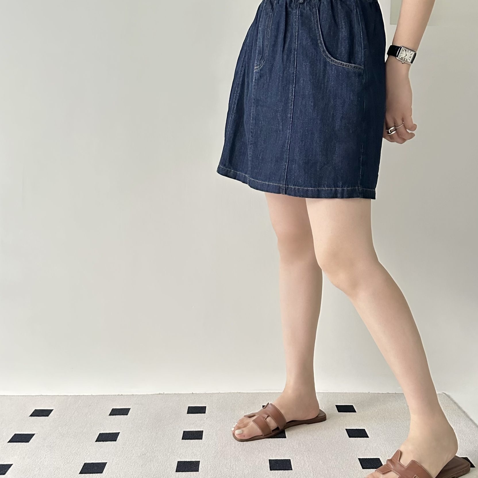 【BONNIE】全橡筋腰牛仔短裙褲 (A5)