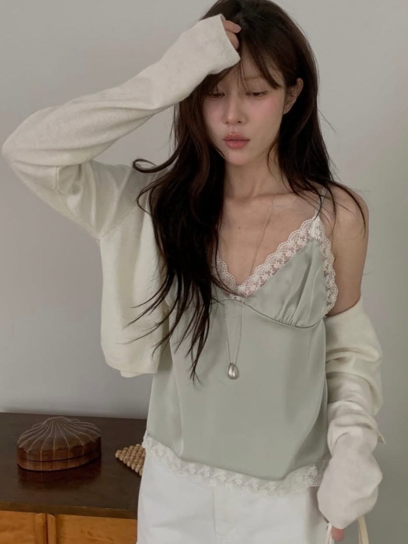 Peyton 珠光蕾絲背心 [ 4色 / Free ]