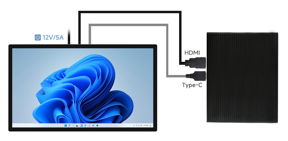 23.8吋 FHD 電容式觸控螢幕 1920x1080,連接迷你電腦