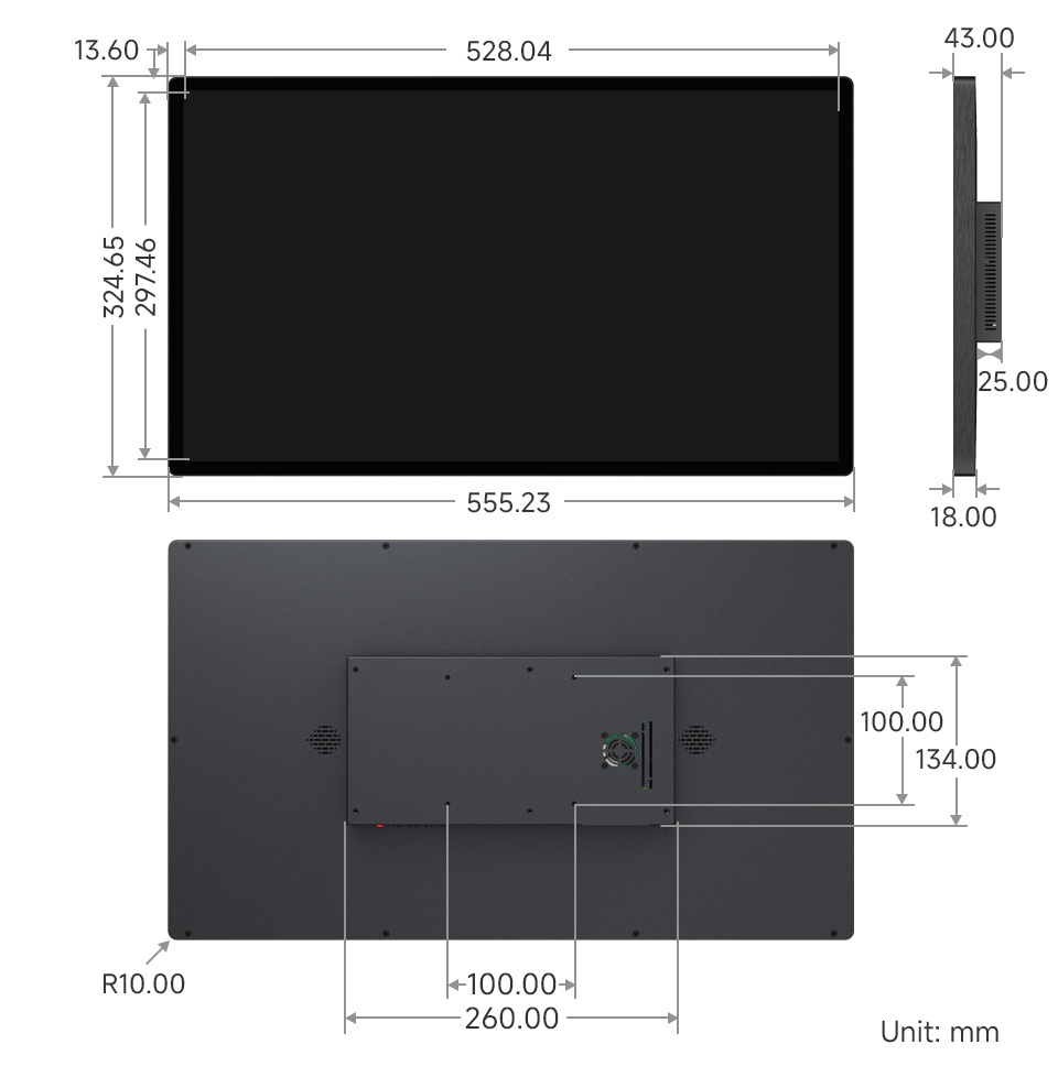 23.8吋 FHD 電容式觸控螢幕 1920x1080,尺寸規格