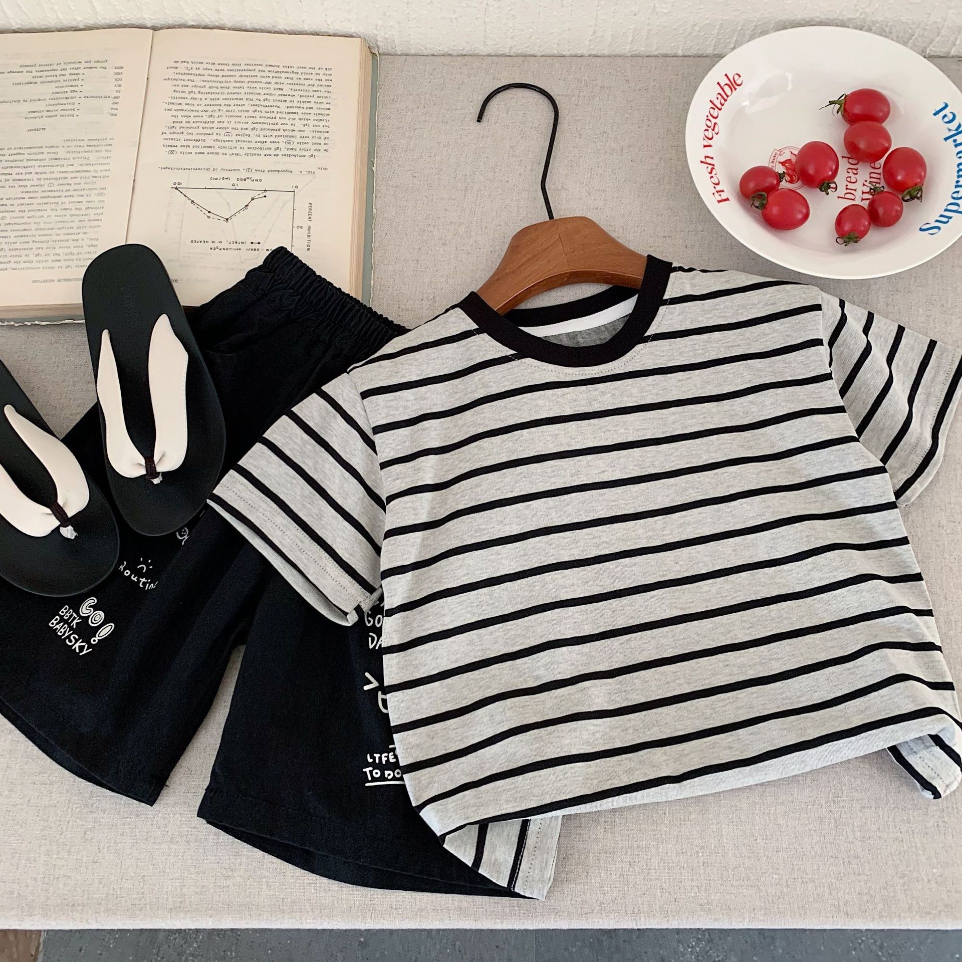 兩色狗狗條紋上衣