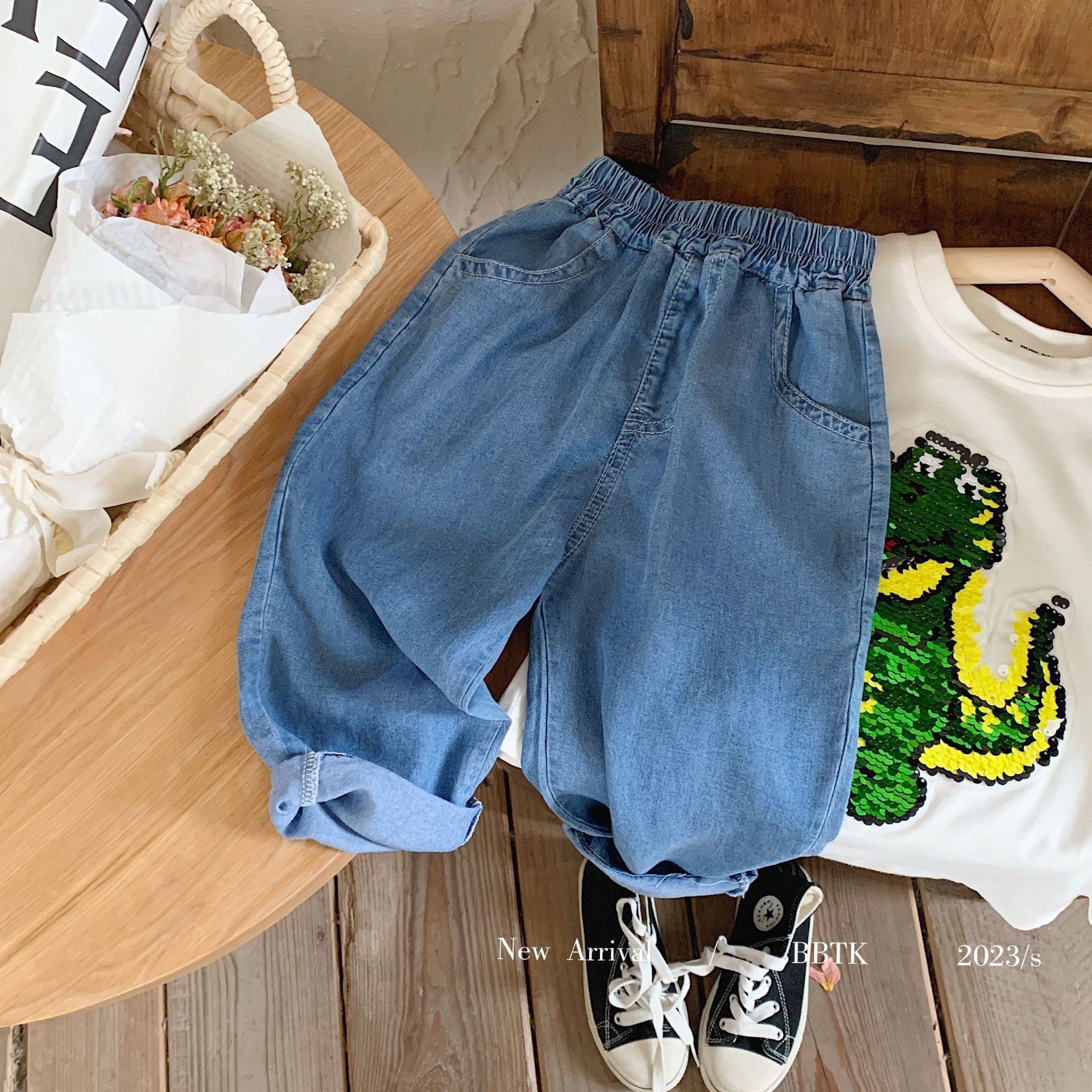 冰絲感牛仔防蚊褲