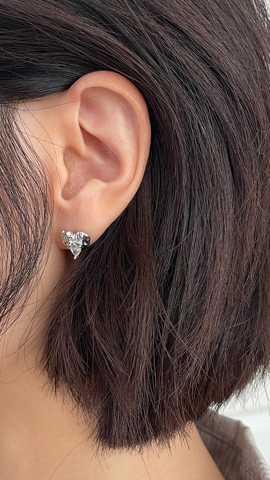 熔岩帶鑽純銀耳環