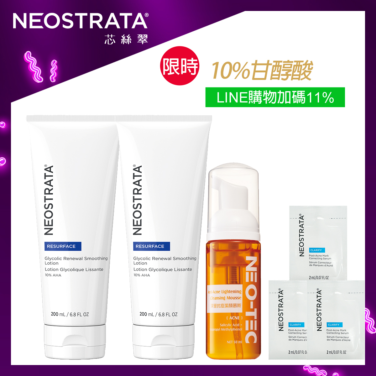 (2入77折 獨家加碼LINE POINTS 11%回饋)NeoStrata 芯絲翠 果酸活膚修護乳液200ml(10%甘醇酸)