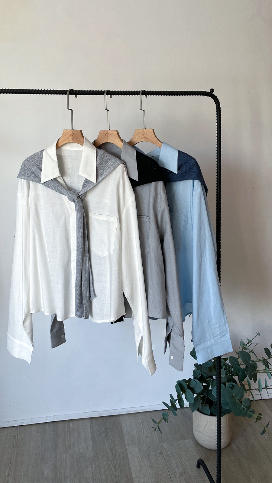 附披肩領料襯衫